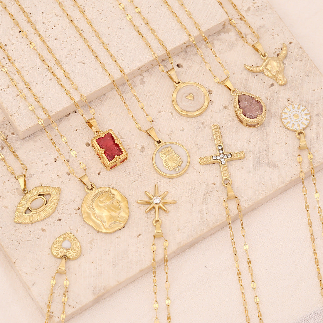 Women Heart Eye Stainless Steel Electroplating Pendants