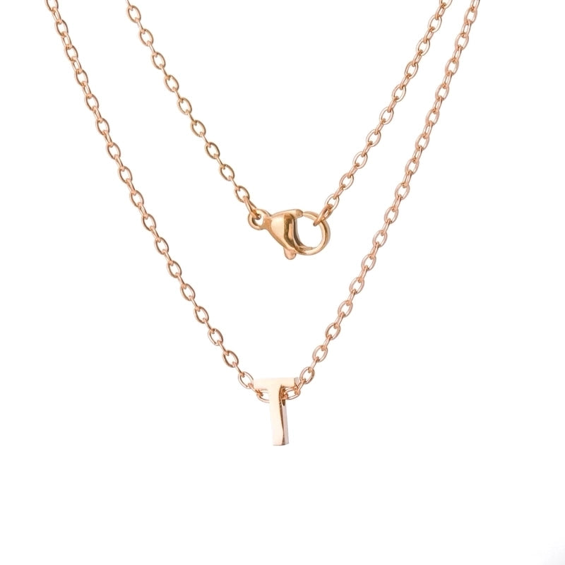 Stainless Steel Rose Gold Plated Minimalist Letter None Pendant Necklace