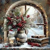 Winter Window Scenery-14CT Stamped Cross Stitch 50*50cm/19.69*19.69in tapestrymarket