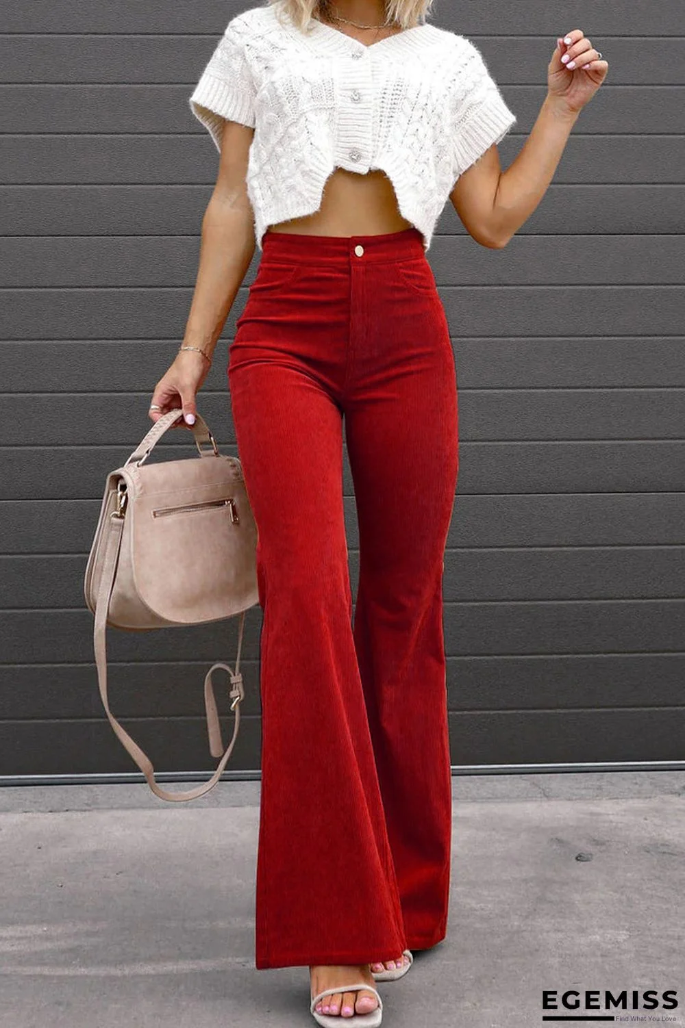 Sexy Casual Street Solid Pocket Boot Cut Mid Waist Wide Leg Patchwork Bottoms | EGEMISS