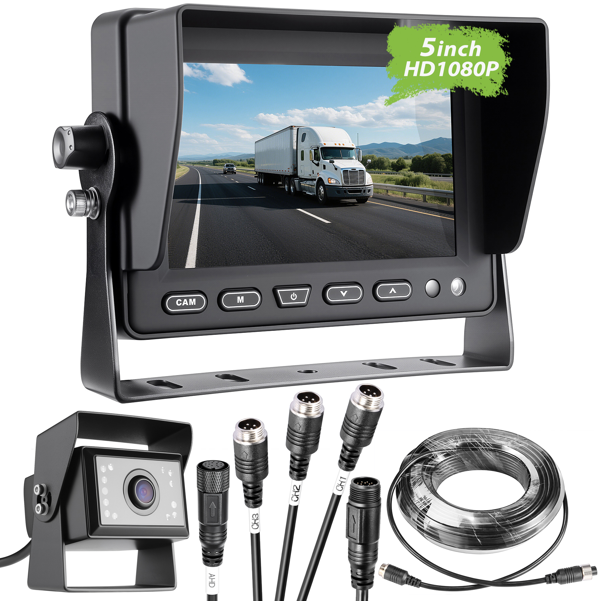 VECLESUS V5M 5″ 1080P Mirror‑Mount Backup Camera System with IR Night Vision Camera, 3‑Channel HD Input, IP69 Waterproof, Dual HD Output for Trucks/Vans/RVs GING UV FLASHLIGHT GING