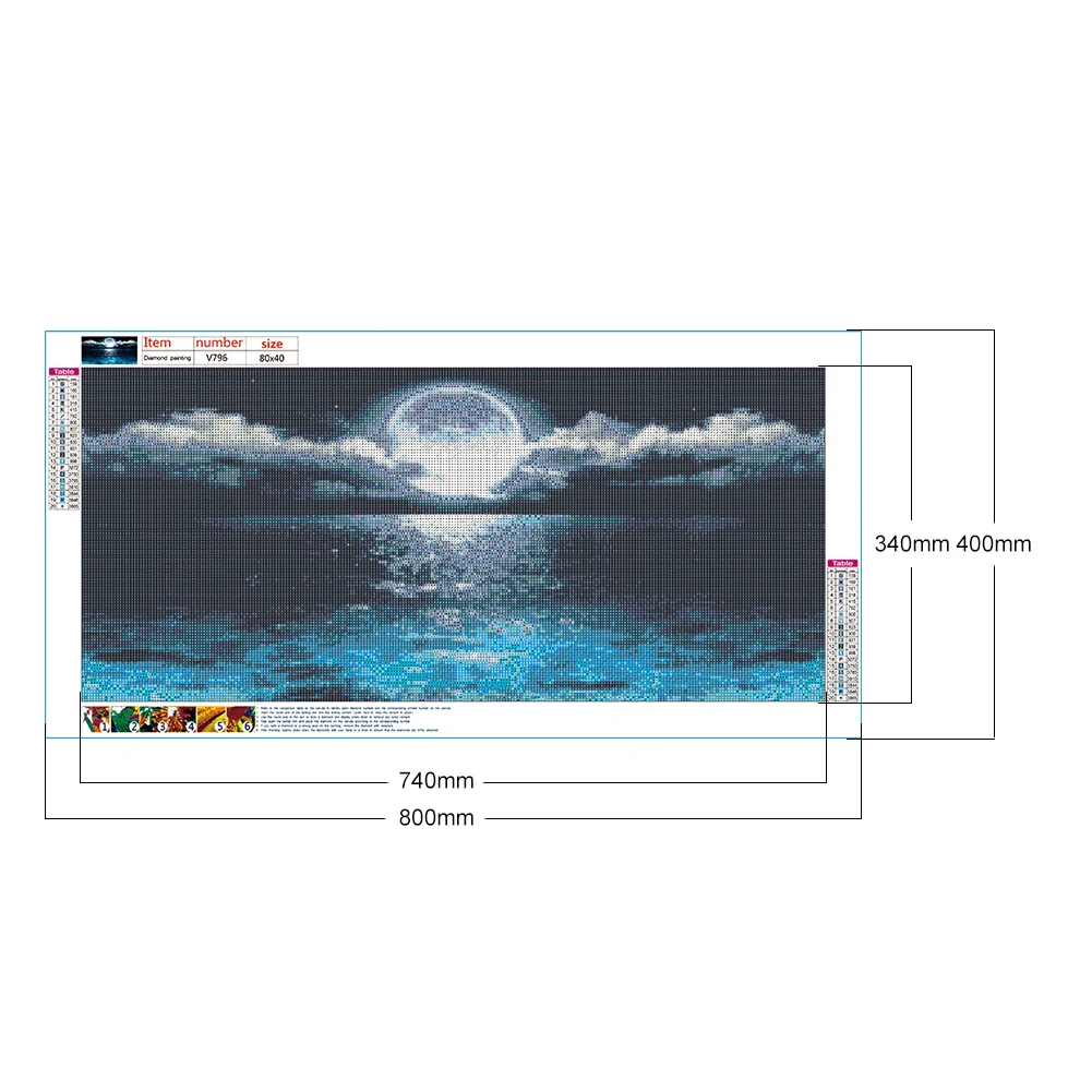 Diamond Painting - Full Round Drill - Sea Moon(80*40cm)