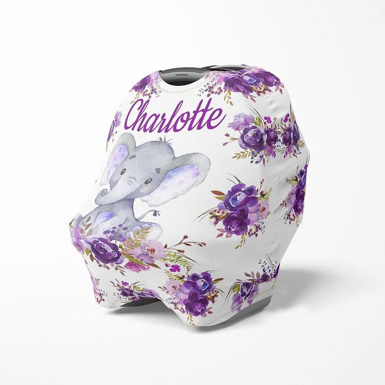 Personalized Elephant Baby Car Seat Canopy Canopyl134