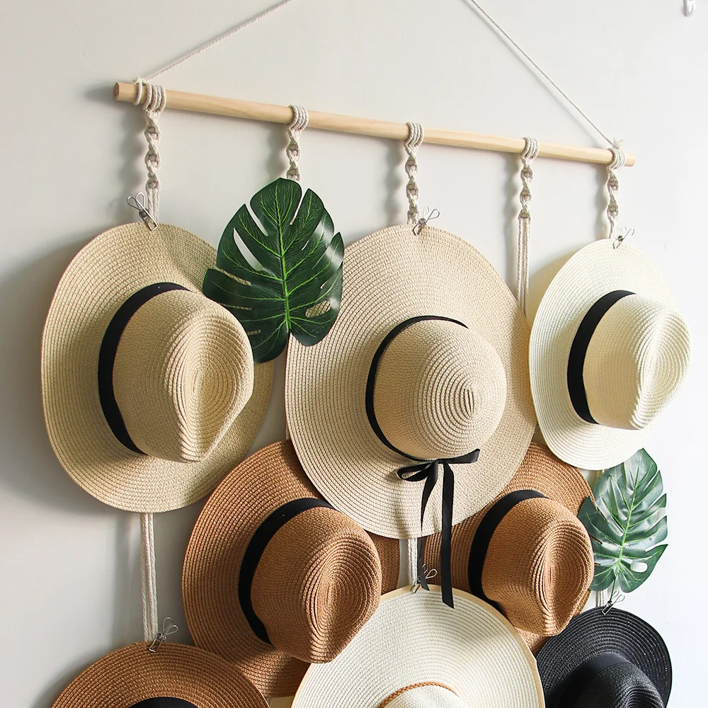 Nigikala Nigikala Wind Hat Display Frame Hand-Woven Tapestry Hat Storage Decorative Wall Pendant Frame Living Room Bedroom Wall Decoration