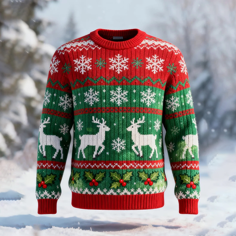 Men's Retro Casual Christmas Art Ugly Sweater elevenforest