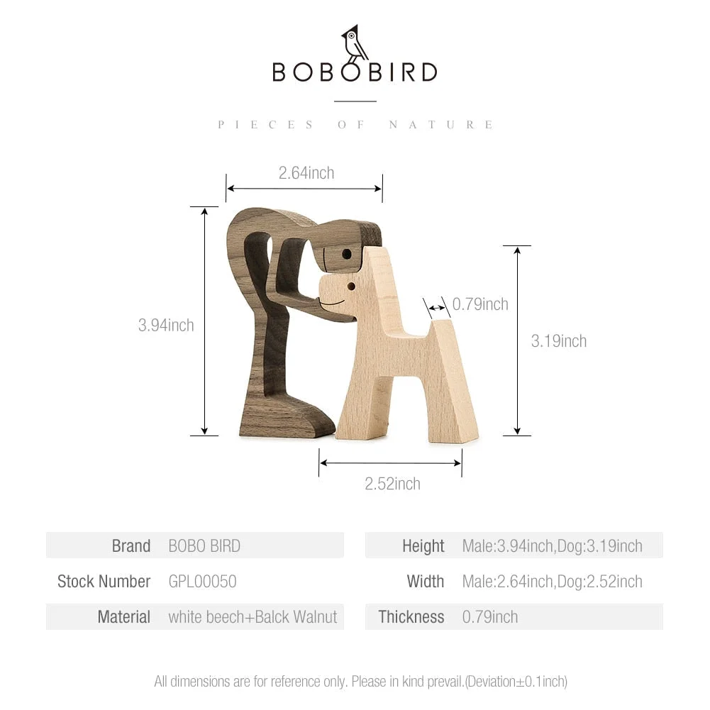 Puppy Family Wood Dog Carving Ornaments Decoration Home Decor Figurine Desktop Table Ornament Sculptures For Dog Pet Lover Gifts 515-1