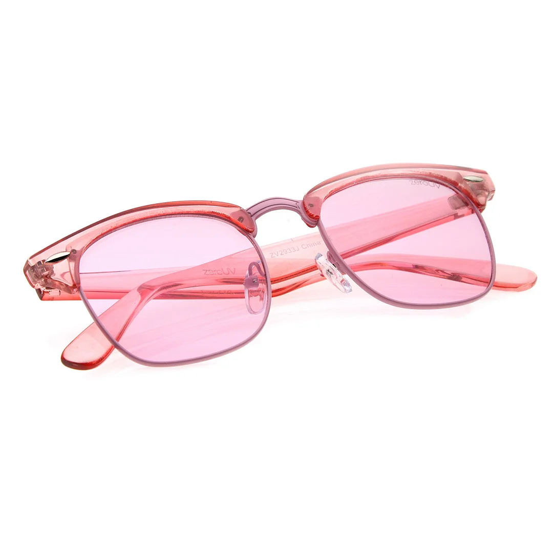 Classic Translucent Horn Rimmed Square Color Tinted Lens Half Frame glasses 49mm