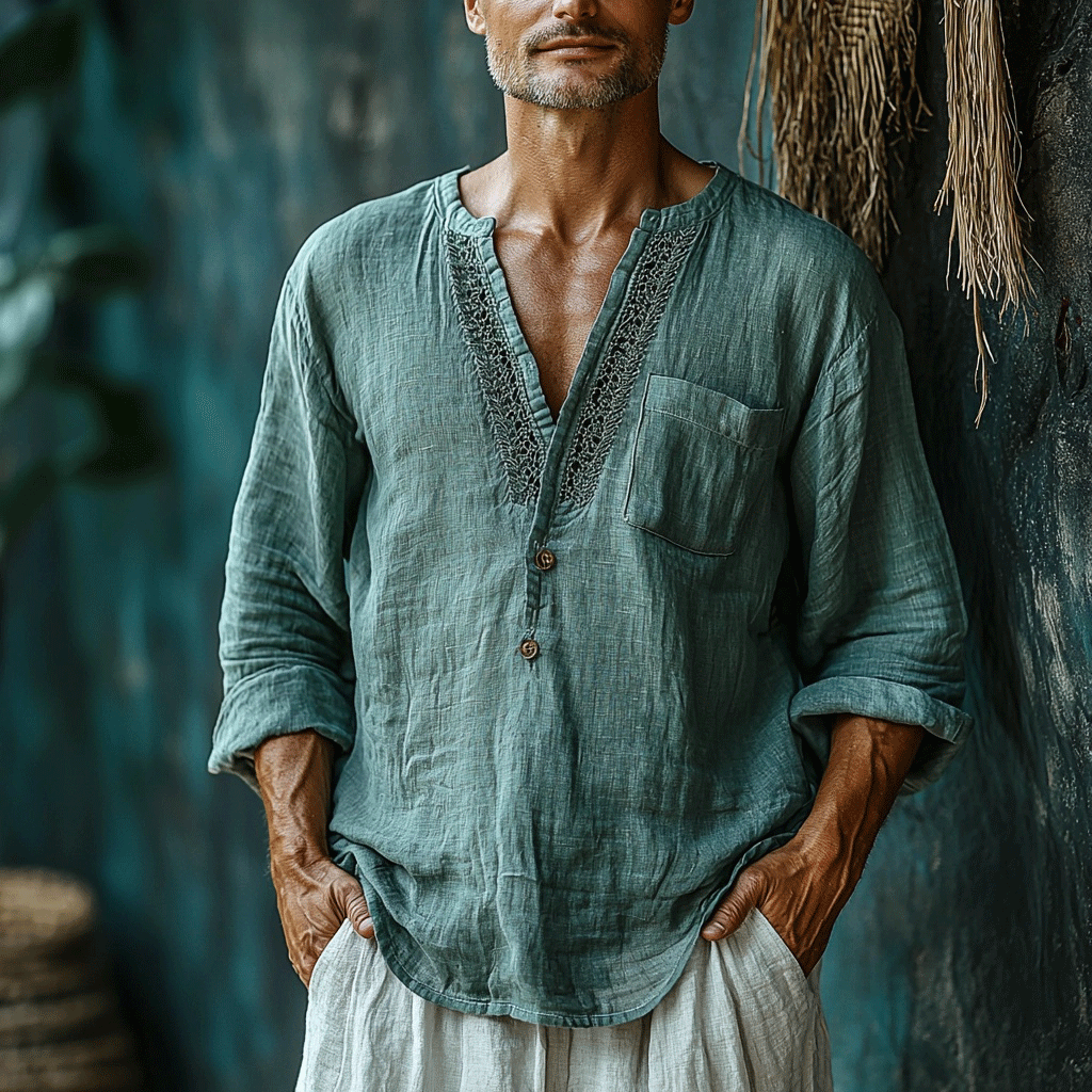 Men's Linen Bohemian Shirt-inspireuse