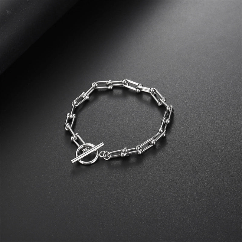 Casual Minimalist Classic Style Solid Color Stainless Steel Titanium Steel Gold Plated Bracelets In Bulk