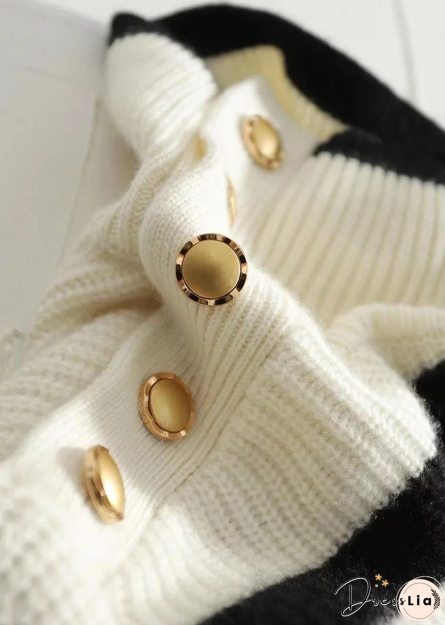 French Striped Turtleneck Patchwork Cozy Knit Sweaters Long Sleeve