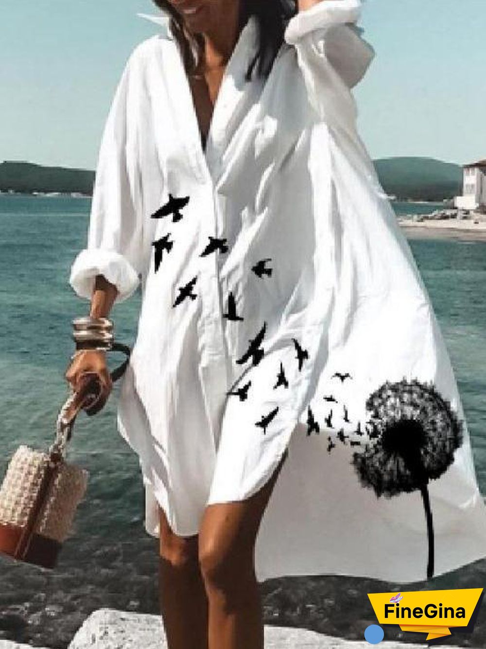 Casual Dandelion Shirt Dress