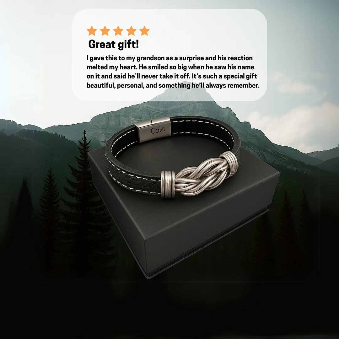 "To My Grandson" Infinity Bracelet Gift Set w/ Engraved Name