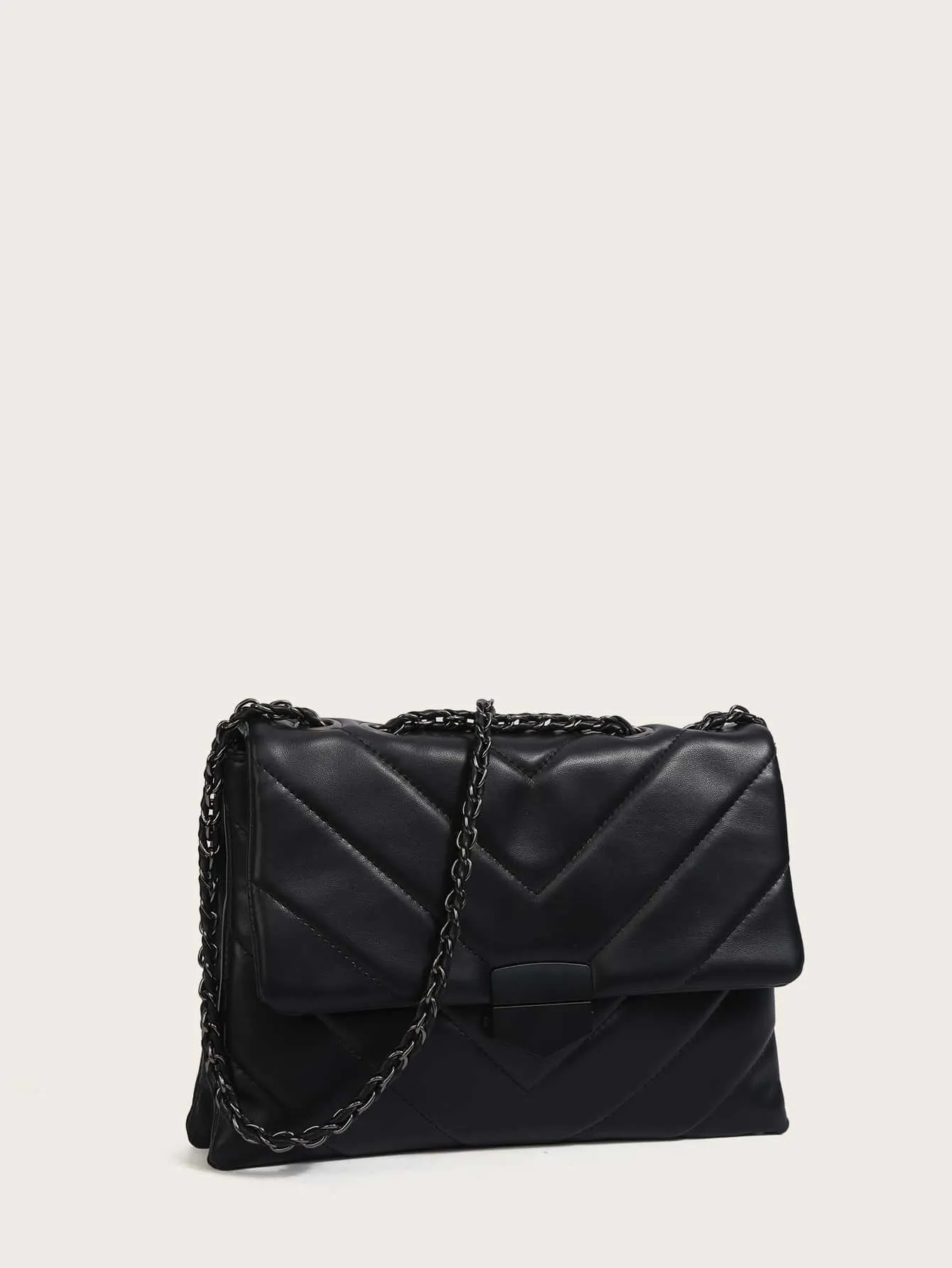 Chevron Flap Chain Shoulder Bag