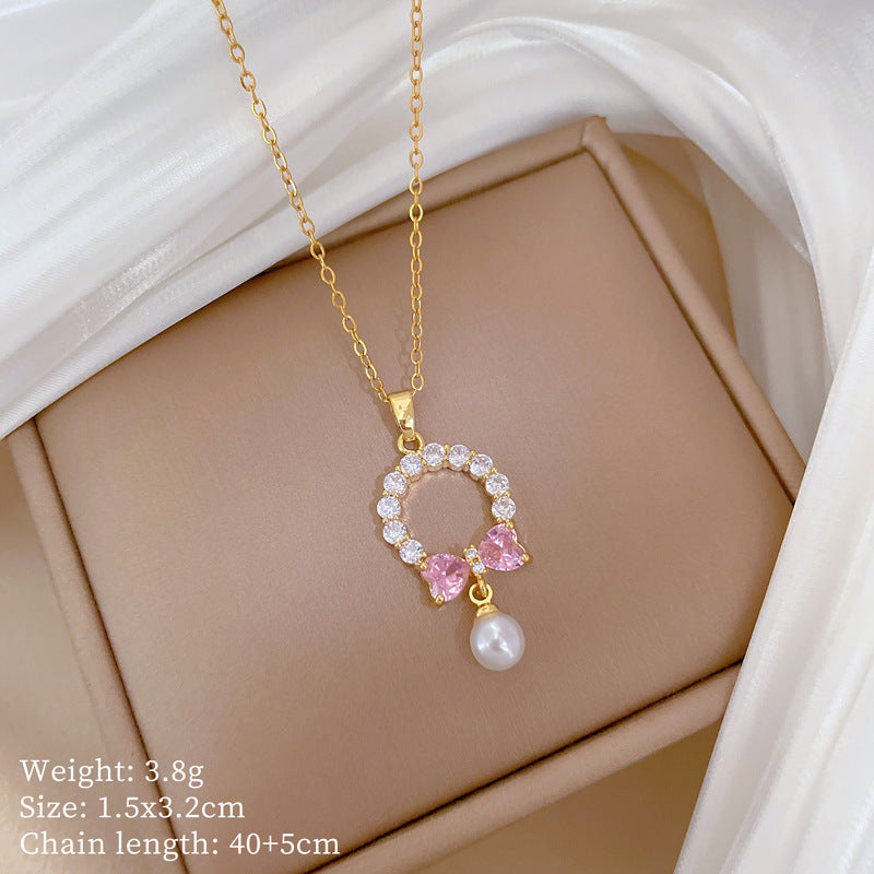 Copper Micro-Inlaid Necklace For Women Copper Micro-Inlaid Real Gold Electroplating Simple Ins Exquisite Clavicle Chain Neck Chain