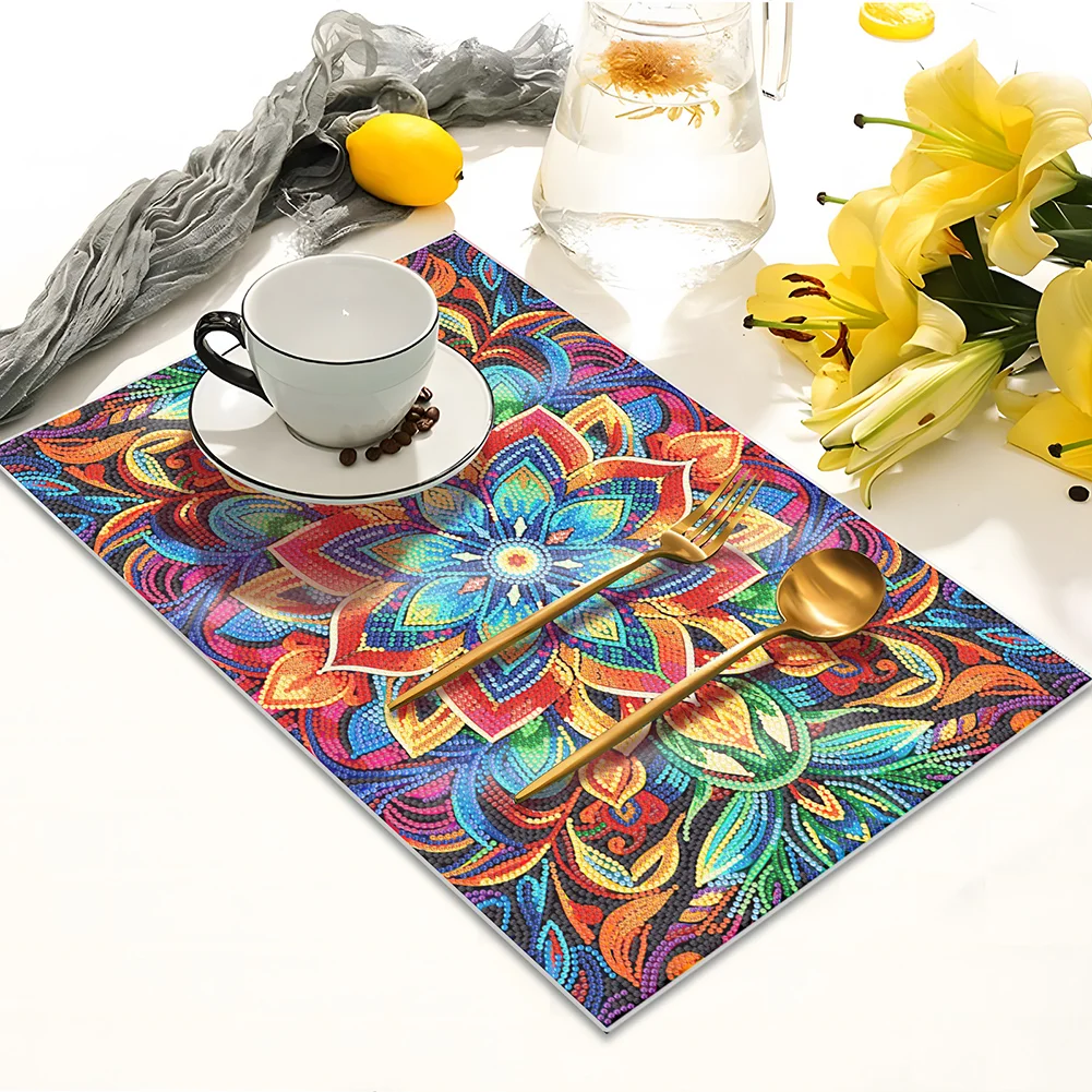 DIY Mandala Pattern Diamond Painting Placemat Diamond Art Crafts for Home Decor(42.5*29.5cm)