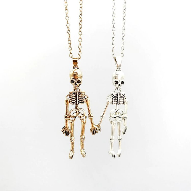 Mayoulove Together Until Death Skeleton Necklace - Halloween gift-Mayoulove