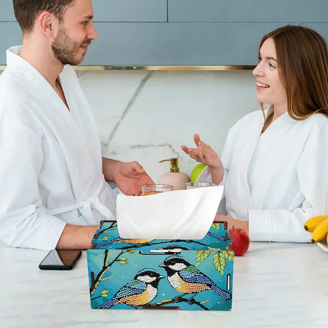 Wooden Diamond Painting Tissue Box for Home and Office Decoration(CZH002)