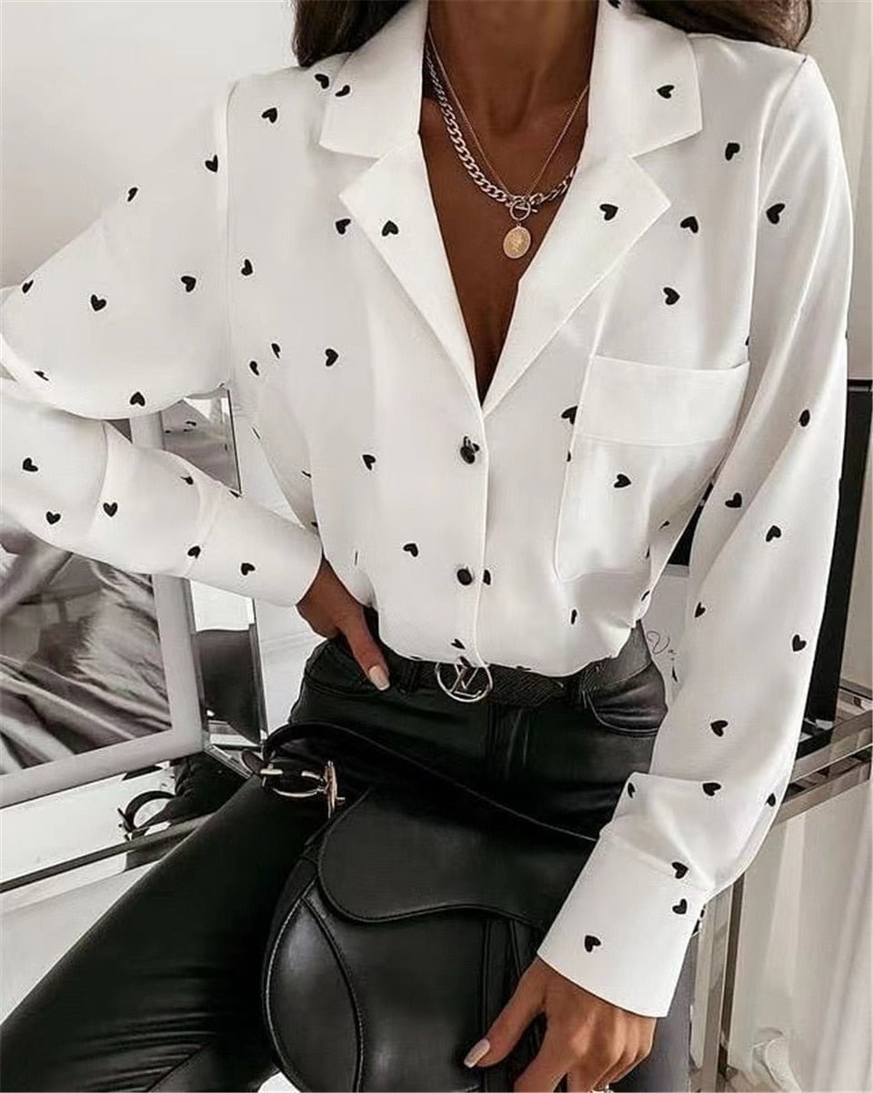 New Women Simply Candy Color Single Breasted Polka Dot Shirts Office Lady Blouses Long Sleeve Blouse Roupas Chic Chemise Tops