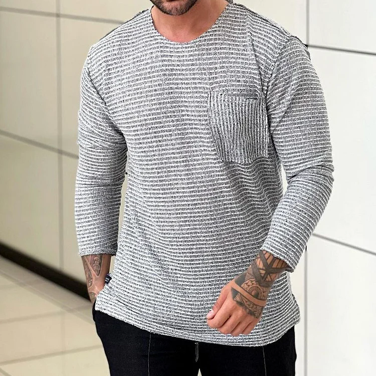 Striped Textured Long Sleeve T-Shirt
