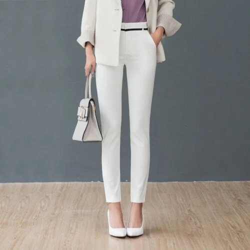 Women Pants Fashion 2020 Spring High Waist Office Lady Trousers Workwear Ankle-length Casual Woman Stretchy Slim Pencil Pants