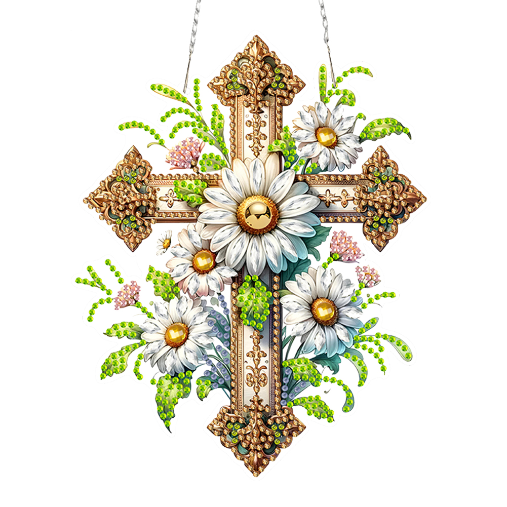 Cross Diamond Painting Hanging Pendant Rhinestone Diamond Art Window Pendants