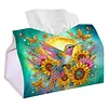 (24cm)Diamond Art Tissue Box Cover DIY PU Desktop Organizer(Sunflowers and birds)