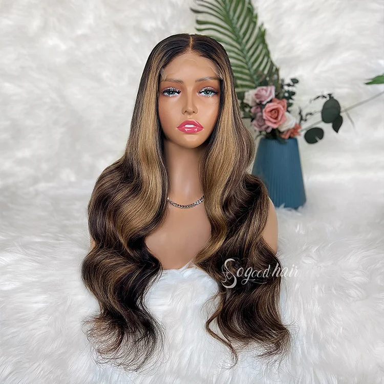 Frieda| Ombre Chestnut Brown with Highlights Raw Hair Wig