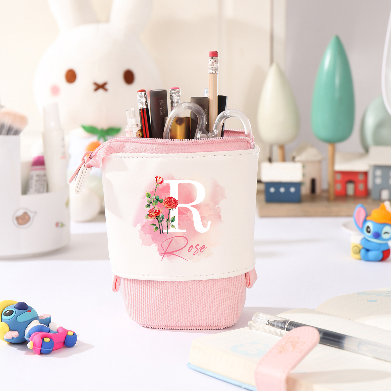 Personalised Pencil Case Custom Name & Letter & Birthday Flower Pen Pouch Back To School Gift for Kids-Jessemade AU