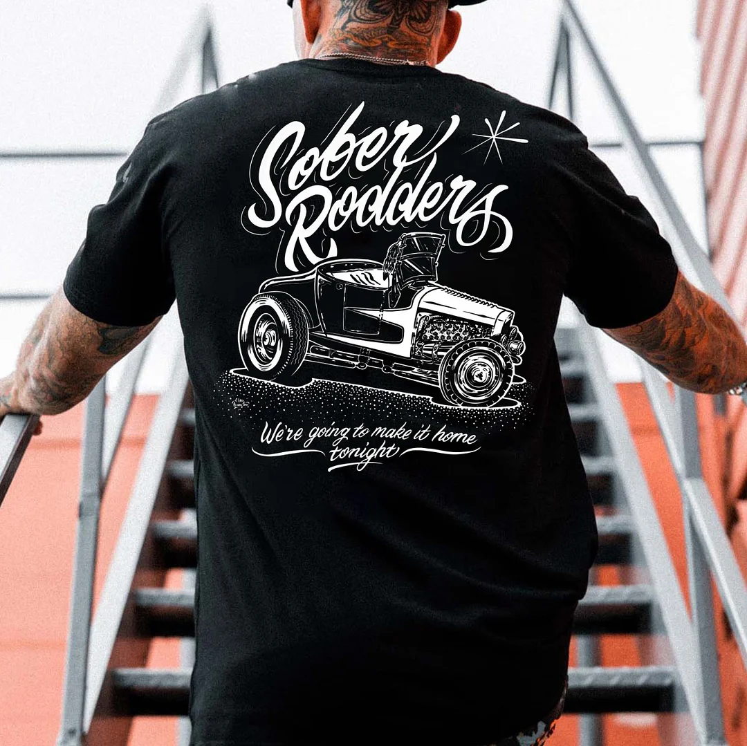 SOBER RODDERS Classic Car Print Men's T-shirt