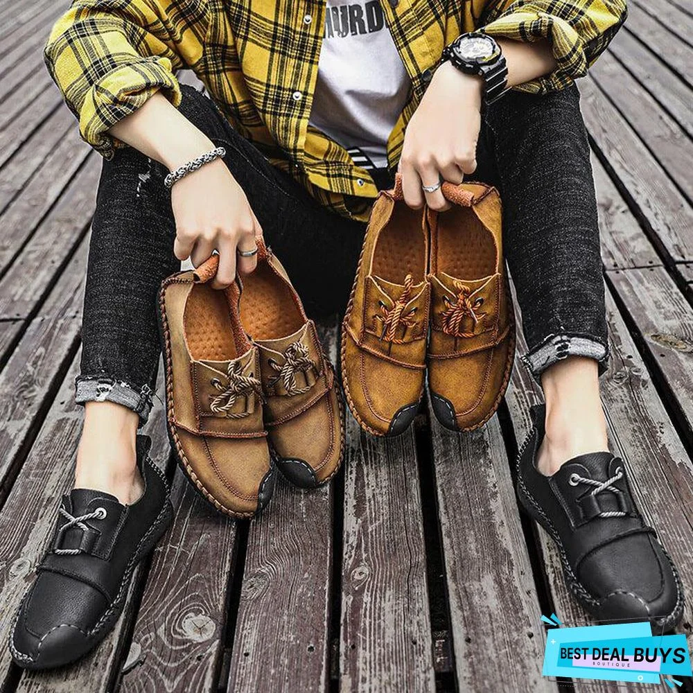 Men's Fashion Business Spliced Laced Casual Leather Shoes