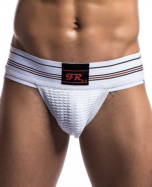 Striped Double-Diced Exposed Butt Sports Thong Panty Okaywear