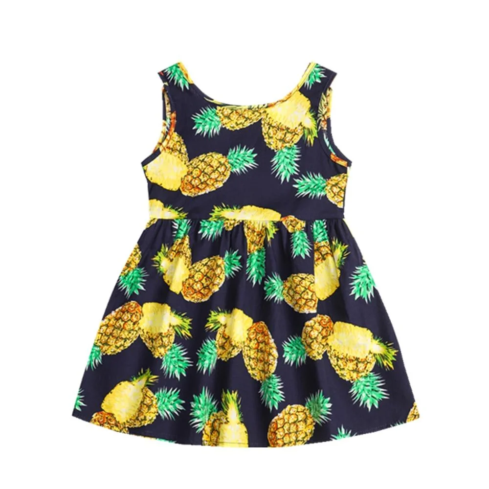 1-7 Years Baby Girls Sleeveless Flower Print Dresses Clothes Kids Summer Princess Dress Children Party Ball Pageant Dress Outfit