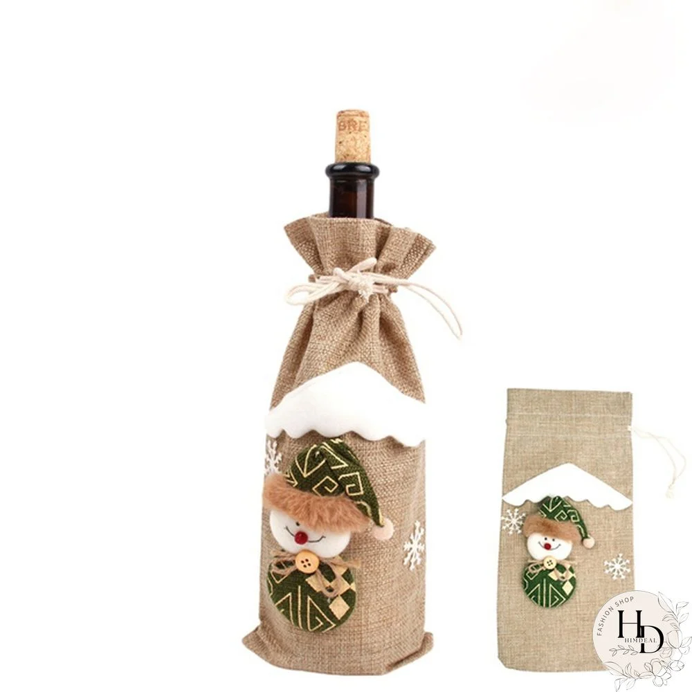 Christmas Wine Bottle Cover Santa Claus Snowman Tableware For Christmas New Year Decorations