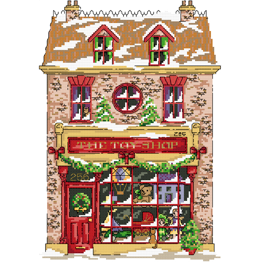 

Christmas Doll House - 14CT Stamped Cross Stitch - 29*38CM, 501 Original