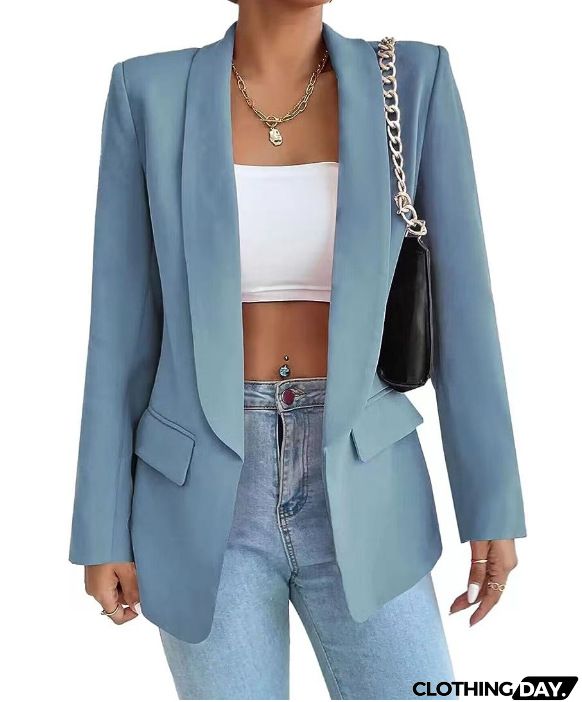 Women Solid Color Casual Lapel Long Sleeve Blazer Coat