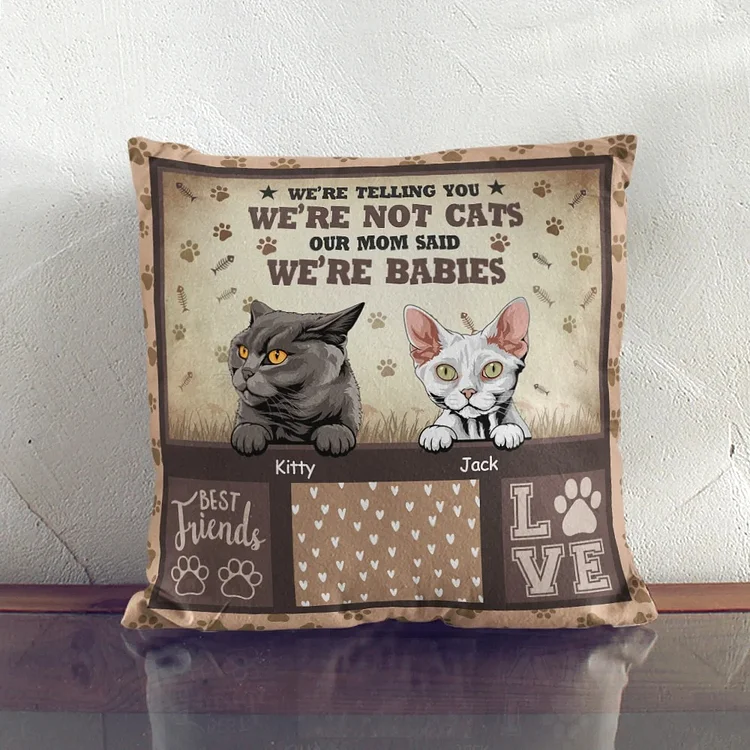 Personalized We're Not Cats Our Mom Said We're Babies Love Cat Throw Pillow Cover Pet Cat Lover Cat Dad Cat Mom Gift Sofa Home Decor
