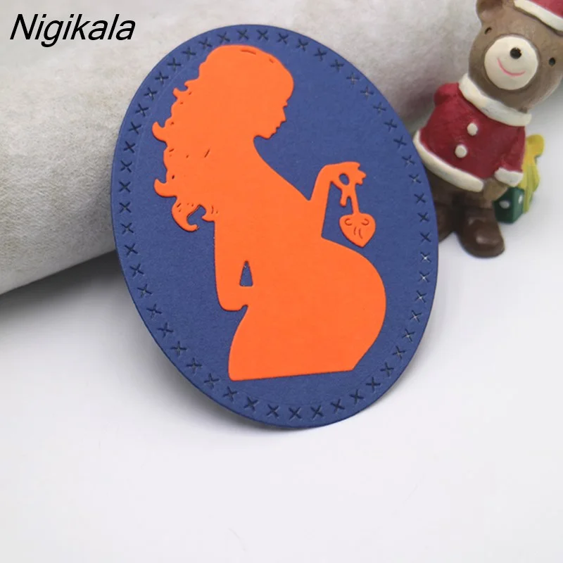 Nigikala Cutting Dies Pregnant Woman Decoration Embossing Scrapbook Paper Craft Knife Mould Mother's Day Gift