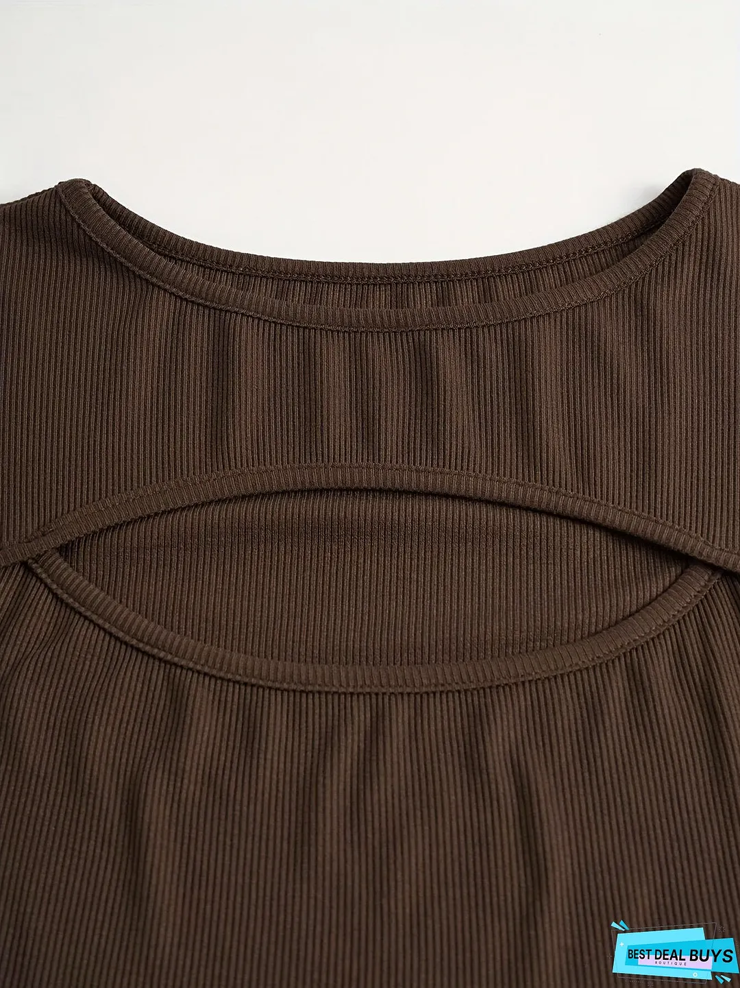 Cut Out Crew Neck T-Shirt, Casual Long Sleeve Slim Top For Spring & Fall, Women's Clothing