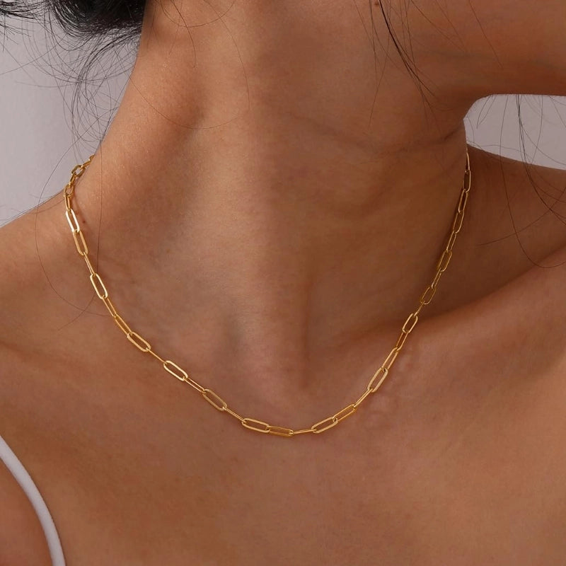 Minimalist Chain 304 Stainless Steel 18K Gold Plated Plating Necklace