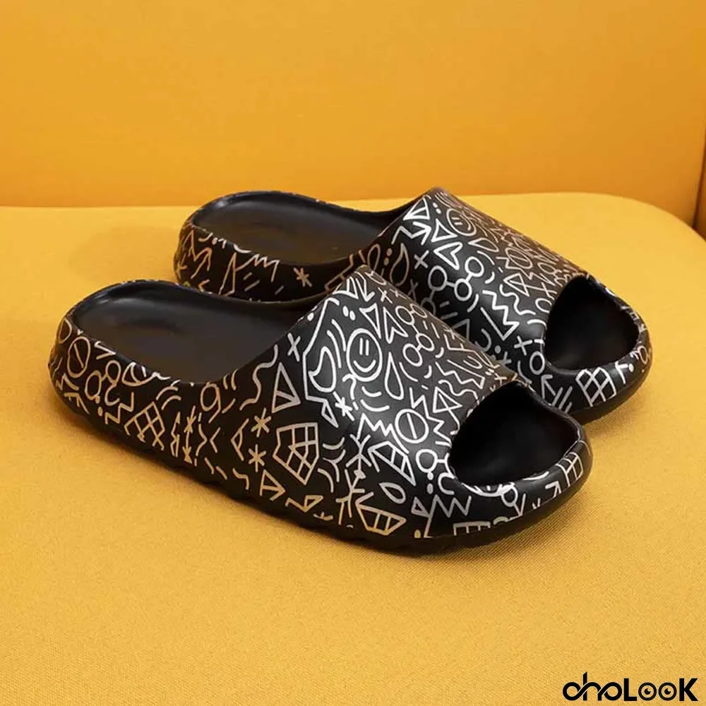 Black Casual Simplicity Printing Opend Comfortable Shoes