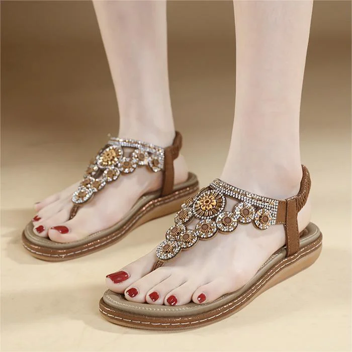 Women's Flat Bottomed Clip On Rhinestone Comfortable On Cloud Sandals SIKETU Stunahome.com