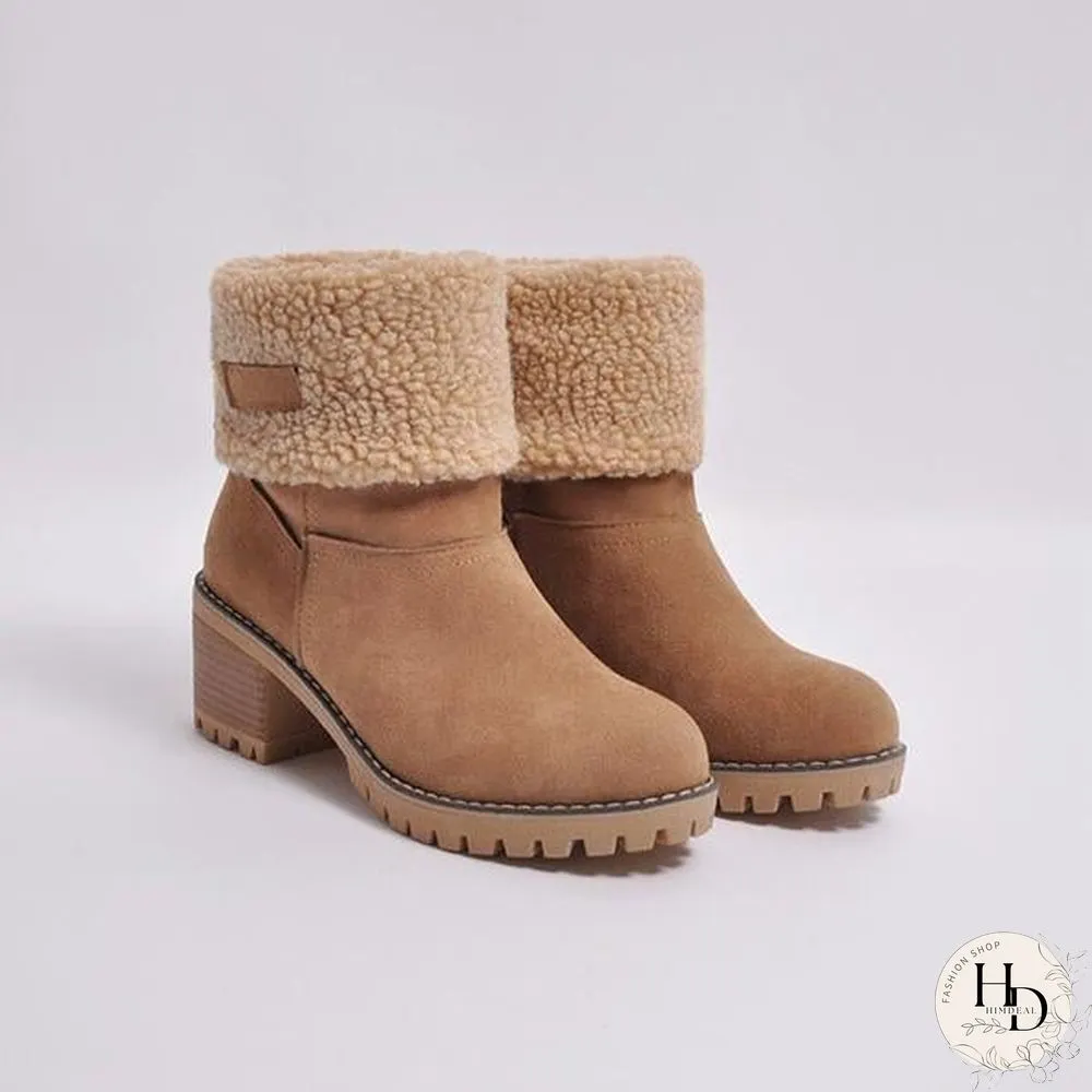 Square Heel Short Plush Snow Boots