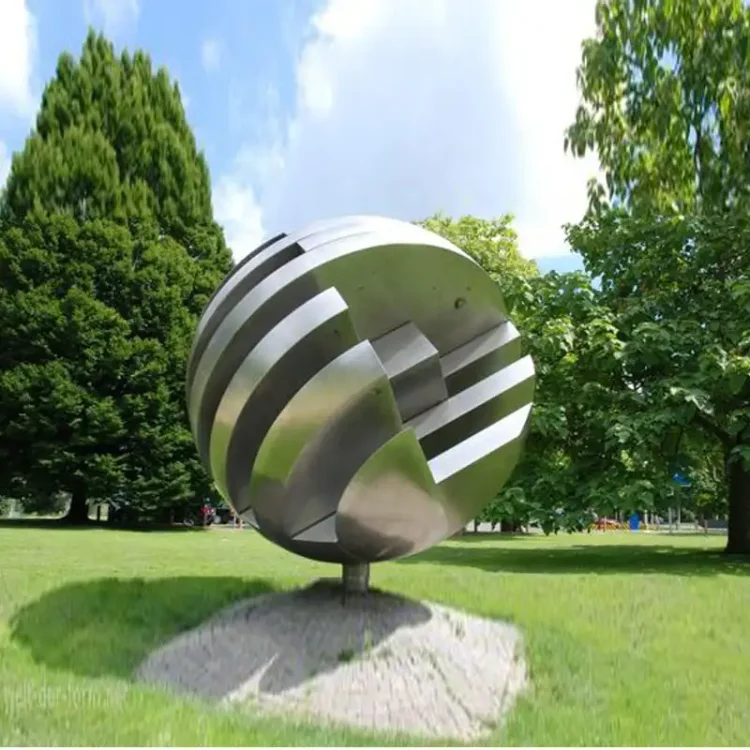 Click to enlarge Large Stainless Steel Garden Art Metal Spheres Sculpture For Matt Finish