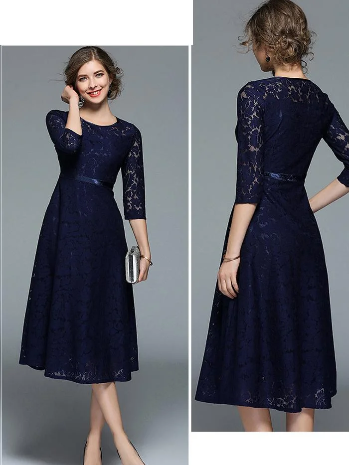 Elegant mid-length lace big dress