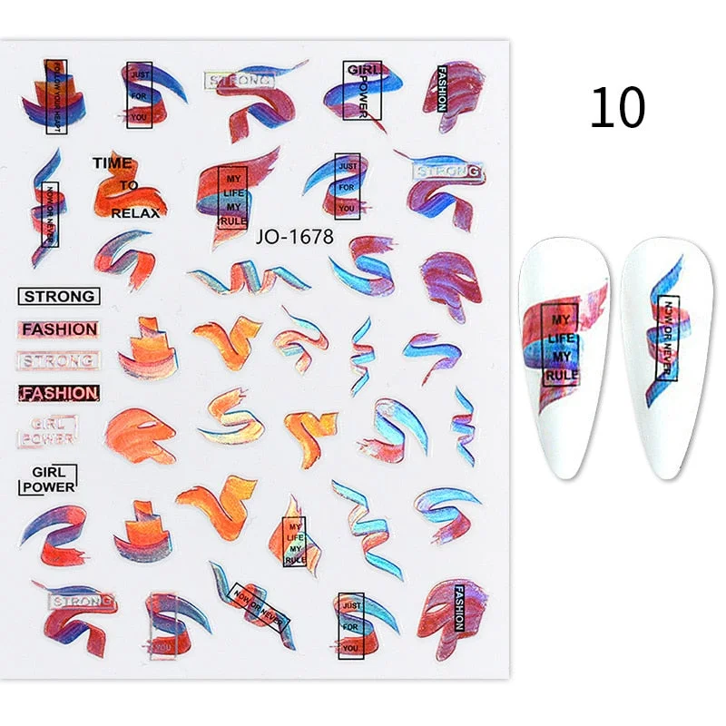 1PC Spring Green Palm Flowers Leaves 3D Nail Stickers Self-Adhesive Slider Nail Art Decorations Geometry Leaf Decals Manicure-Nail Inspo