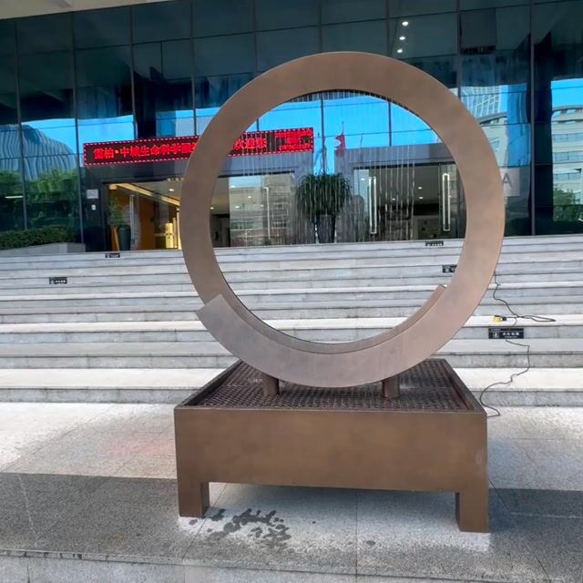 Corten Steel Ring Water Feature Sculpture