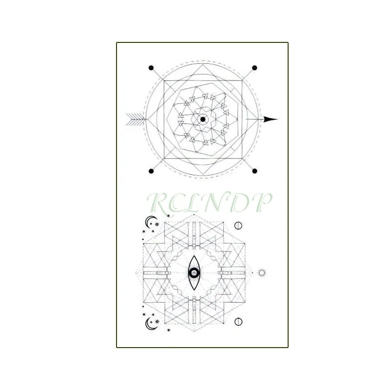 Waterproof Temporary Tattoo Sticker Arrow Geometric Circle Element Flash Tatoo Fake Tattoos for Men Women
