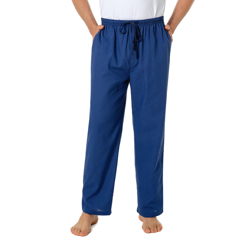 JupiterSecret Mens Pajama Pants 100% Cotton Plaid Sleep & Lounge Pants, PJ Bottoms with Pockets and Button Fly DarkBlue