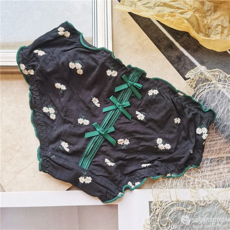 New Women's Cotton Underwear Fashion Contrast Color Hollow Out Bow Briefs Low Waist Seamless Comfort Panties Sexy Lingerie