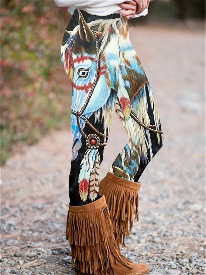 Western Print Skinny Stretch Leggings